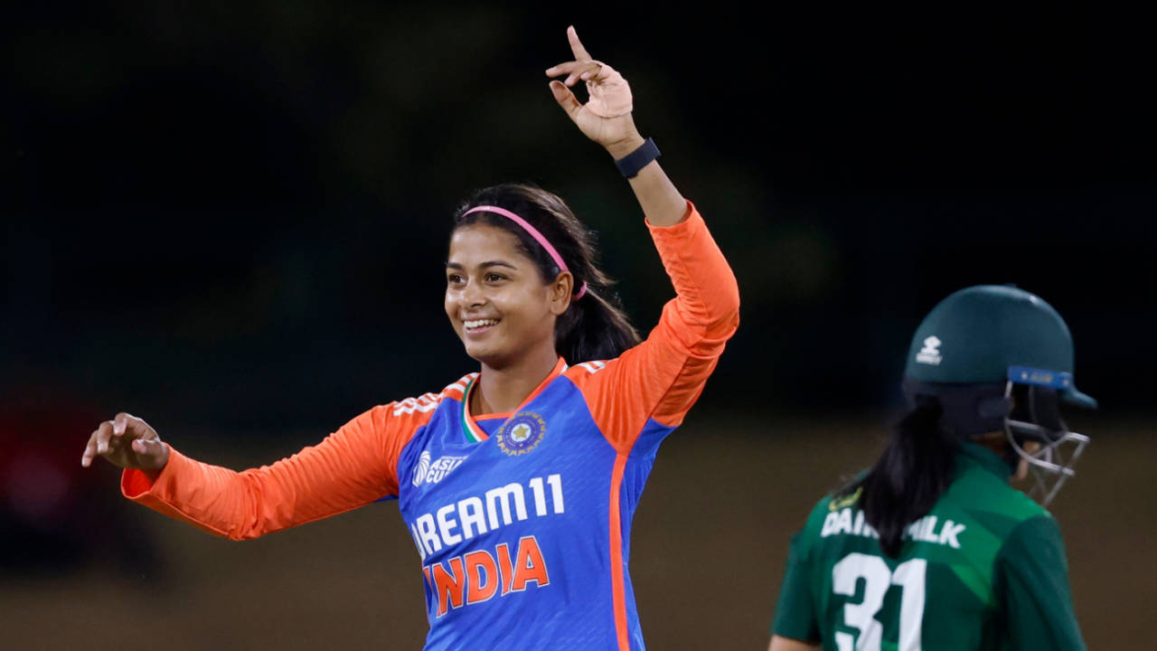 Shreyanka Patil claimed 2 for 14, India vs Pakistan, Women's Asia Cup 2024, Group A, Dambulla, July 19, 2024