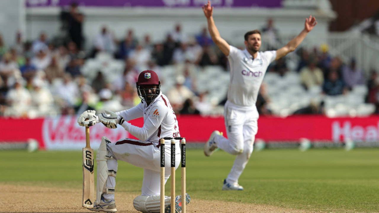 Kevin Sinclair was bounced out by a brute of a delivery from Mark Wood, England vs West Indies, 2nd Men's Test, Trent Bridge, 4th day, July 21, 2024