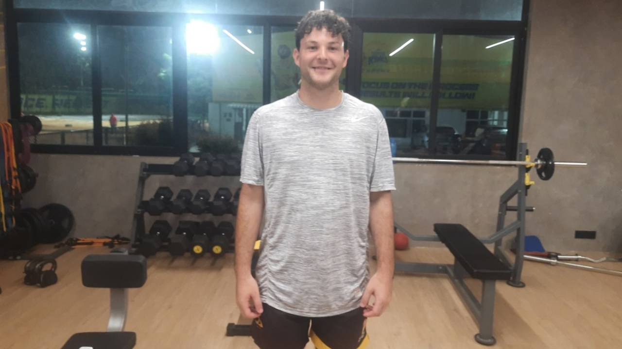 Jesse Tashkoff at the Super Kings Academy gym in Chennai, Chennai, July 25, 2024