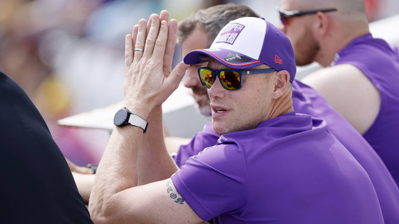 Andrew Flintoff watches on ahead of his first game as head coach, Northern Superchargers vs Trent Rockets, Headingley, The Hundred, July 26, 2024