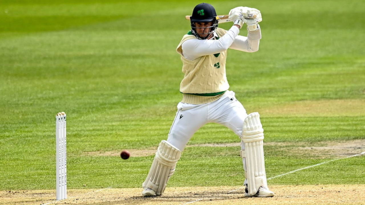 Peter Moor made 79 at a strike rate of 75, Ireland vs Zimbabwe, Only Test, Belfast, 2nd day, July 26, 2024