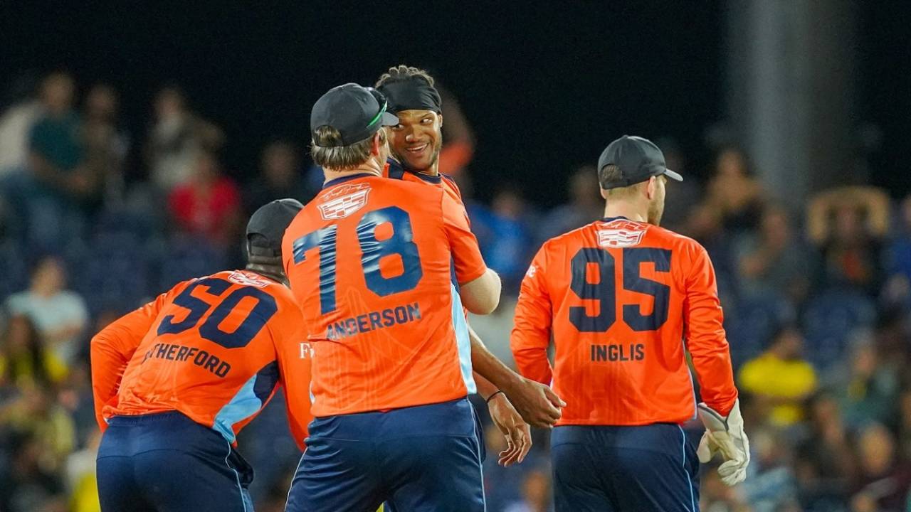 Juanoy Drysdale got the wickets of Aaron Hardie and Marcus Stoinis, Texas Super Kings vs San Francisco Unicorns, Challenger, Major League Cricket, Dallas, July 26, 2024