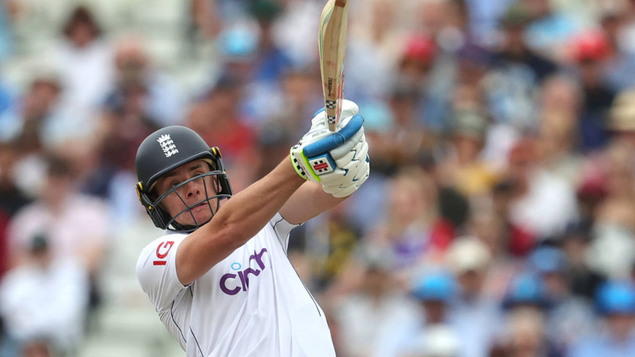 Jamie Smith launches a six over the leg-side, England vs West Indies, 3rd Men's Test, Edgbaston, 2nd day, July 27, 2024