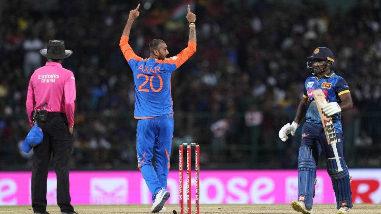 Axar Patel celebrates after dismissing Kusal Perera, Sri Lanka vs India, 1st T20I, Pallekele, July 27, 2024