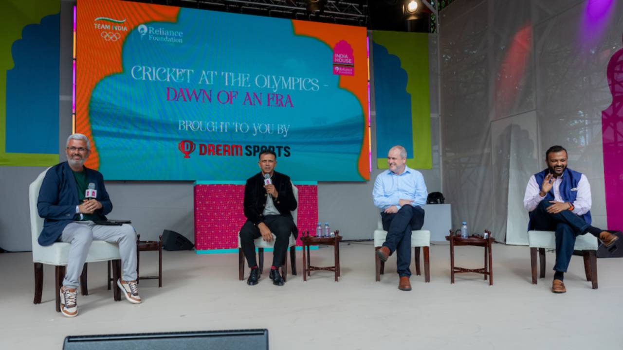 Rahul Dravid and ICC CEO Geoff Allardice spoke about cricket at the Olympics at an event, Paris, July 28, 2024