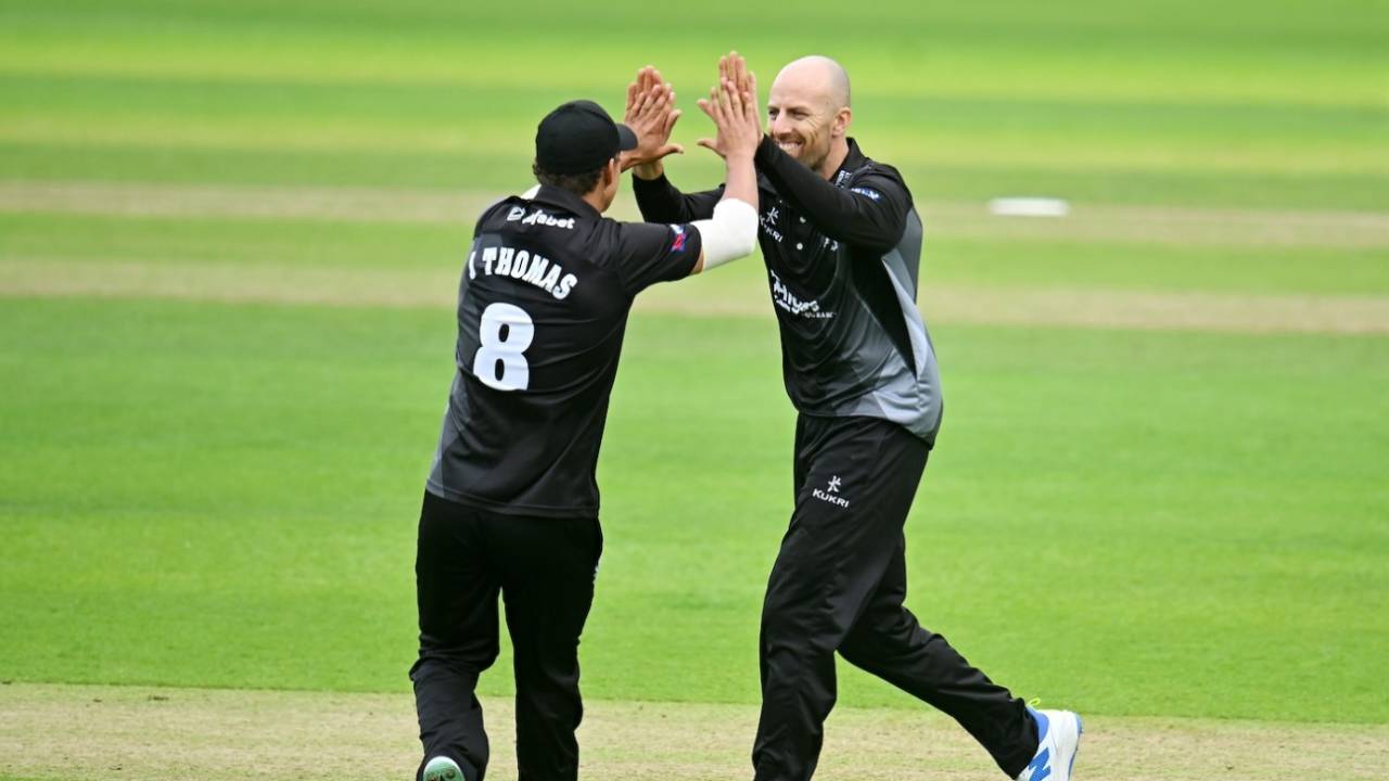 Jack Leach celebrates, Somerset vs Kent, Metrobank One-Day Cup, July 26, 2024