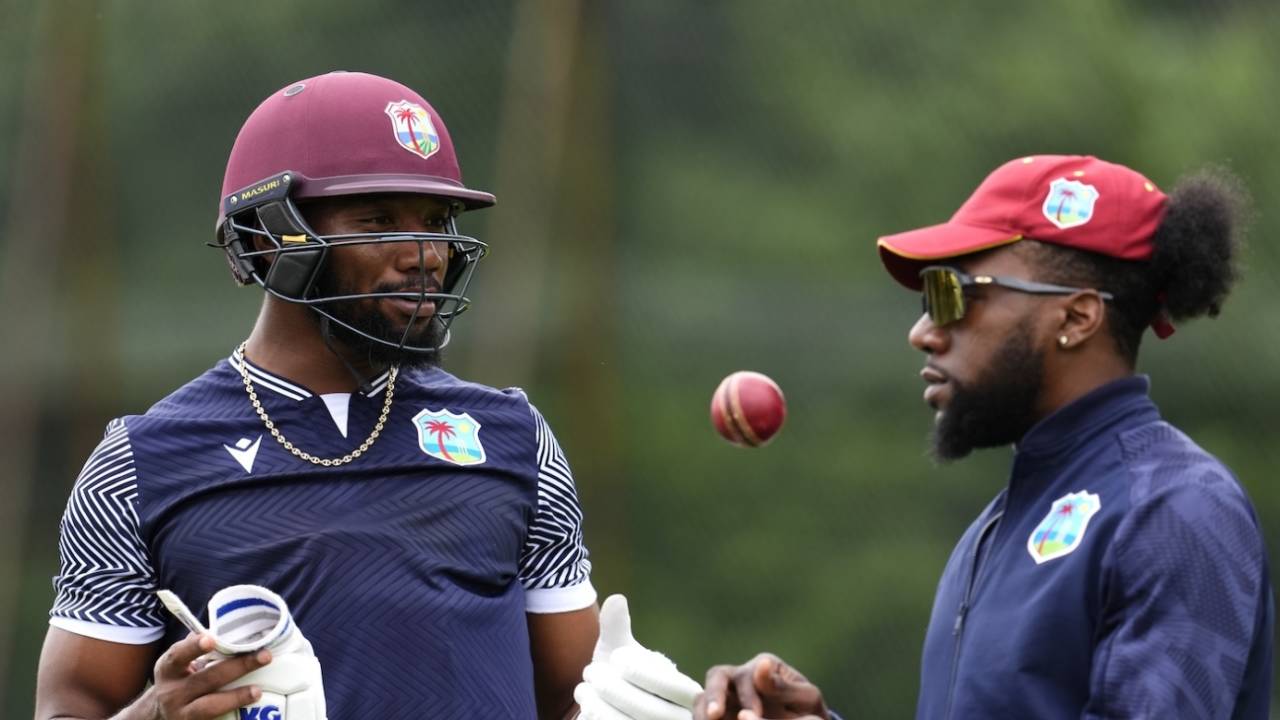 Mikyle (left) and Jeremiah Louis at training the day before the match, England vs West Indies, 3rd Men's Test, Edgbaston, July 25, 2024