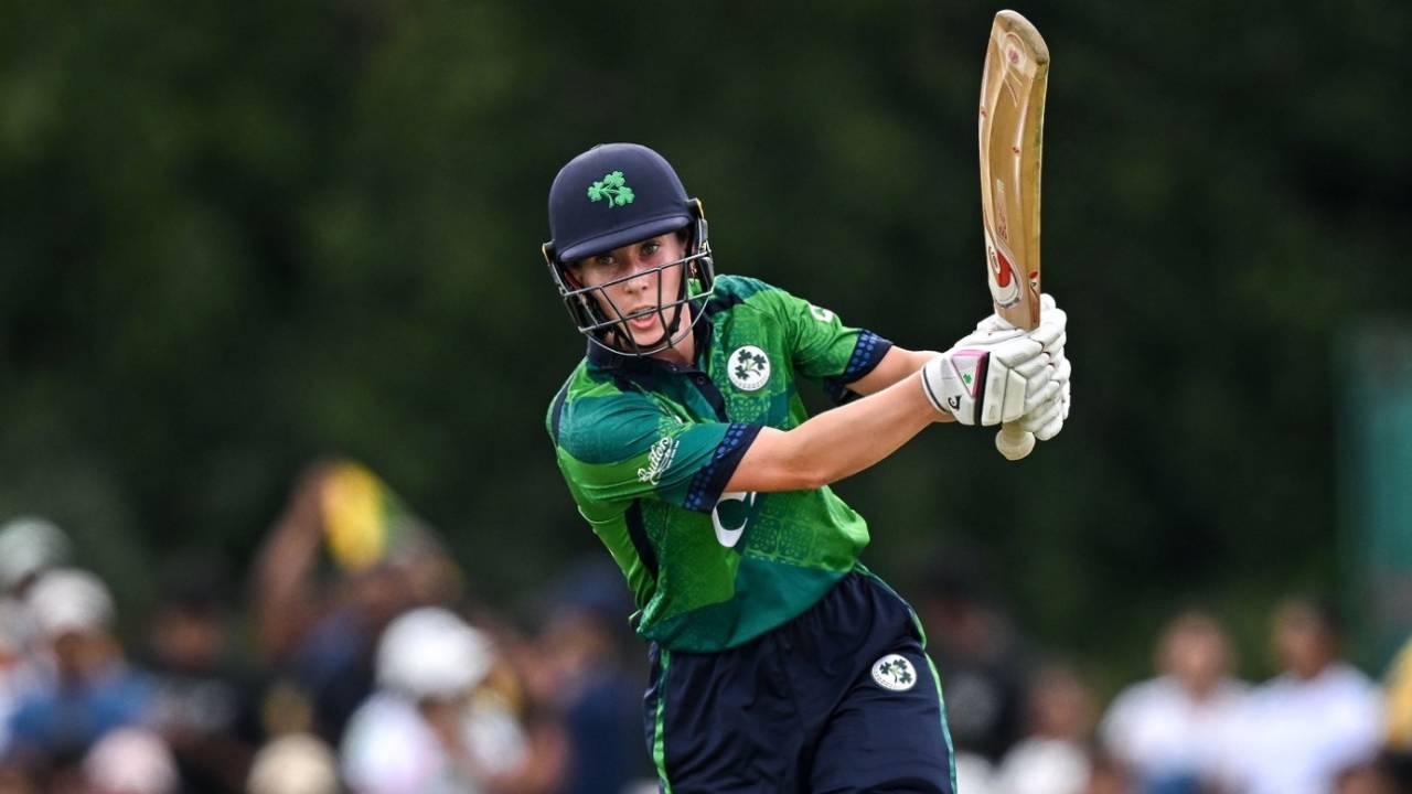 Orla Prendergast played a steady hand in the 59-run second-wicket stand, Ireland vs Sri Lanka, 1st Women's T20I, Dublin, August 11, 2024