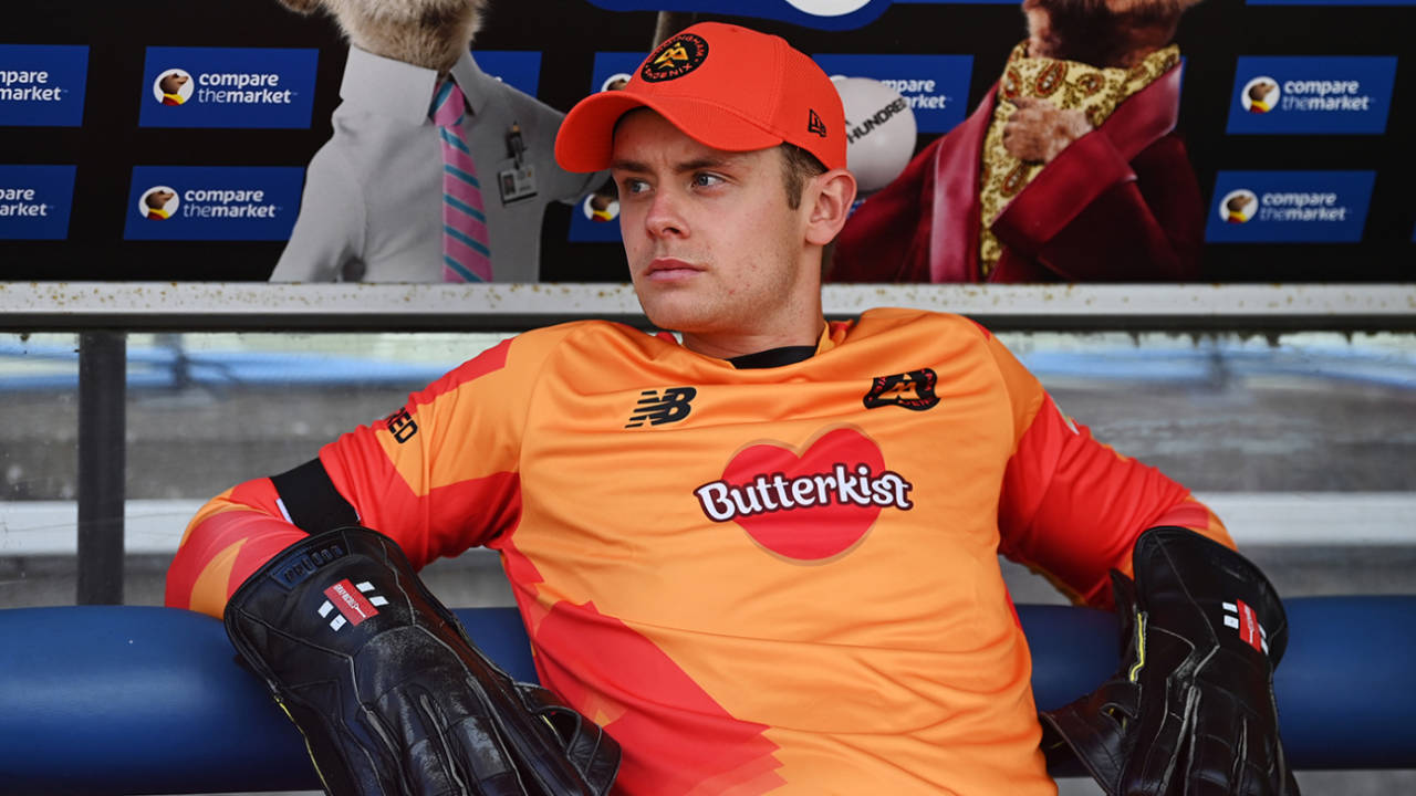 Jamie Smith sits in the home dugout, Birmingham Phoenix vs Northern Superchargers, The Hundred (Men's), Edgbaston, August 6, 2024