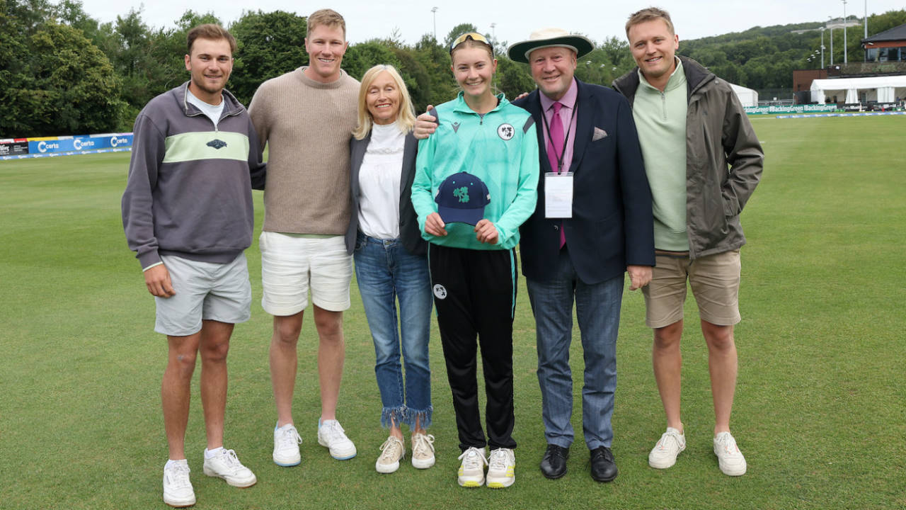 Alice Tector's family, including Harry Tector, came in for her maiden ODI, Ireland vs Sri Lanka, 1st women's ODI, Belfast, August 16, 2024