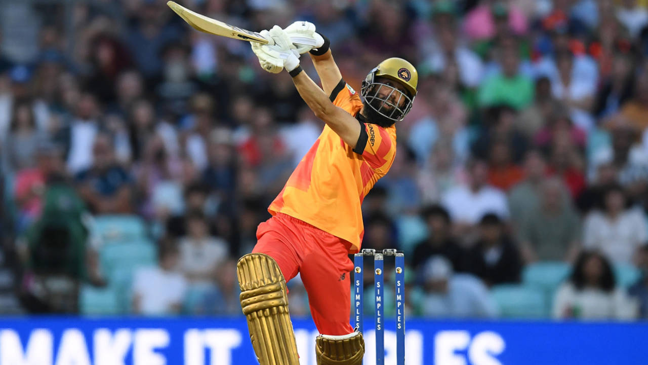 Moeen Ali struggled to get going in his 24 off 25, Birmingham Phoenix vs Southern Brave, Men's Eliminator, The Oval, August 17, 2024