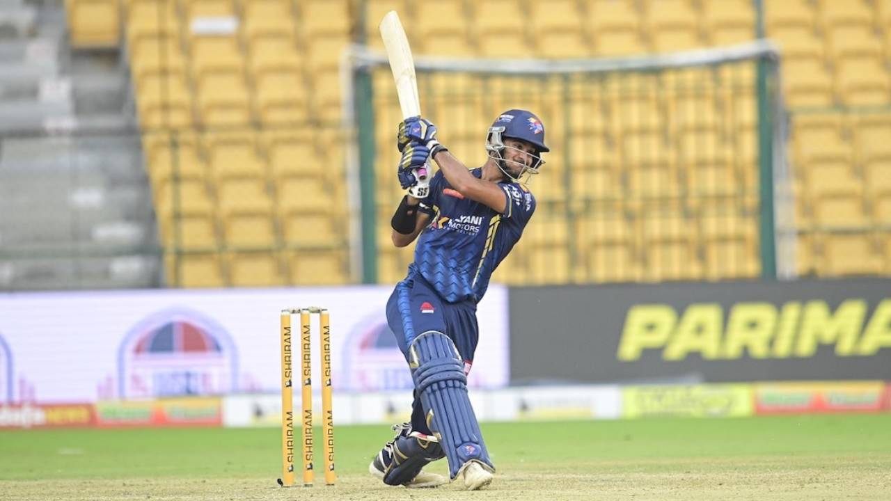 Shubhang Hegde made an unbeaten 52 off 36 balls, Bengaluru Blasters vs Hubli Tigers, Maharaja T20, Bengaluru, August 19, 2024