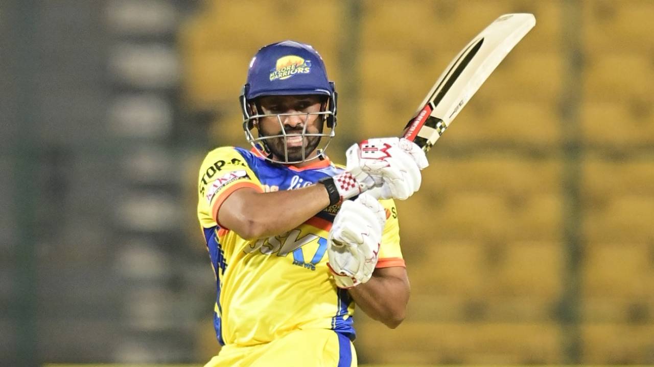 Karun Nair was in excellent form against Mangalore Dragons, Mysuru Warriors vs Mangalore Dragons, Maharaja T20 Trophy, Bengaluru, August 19, 2024
