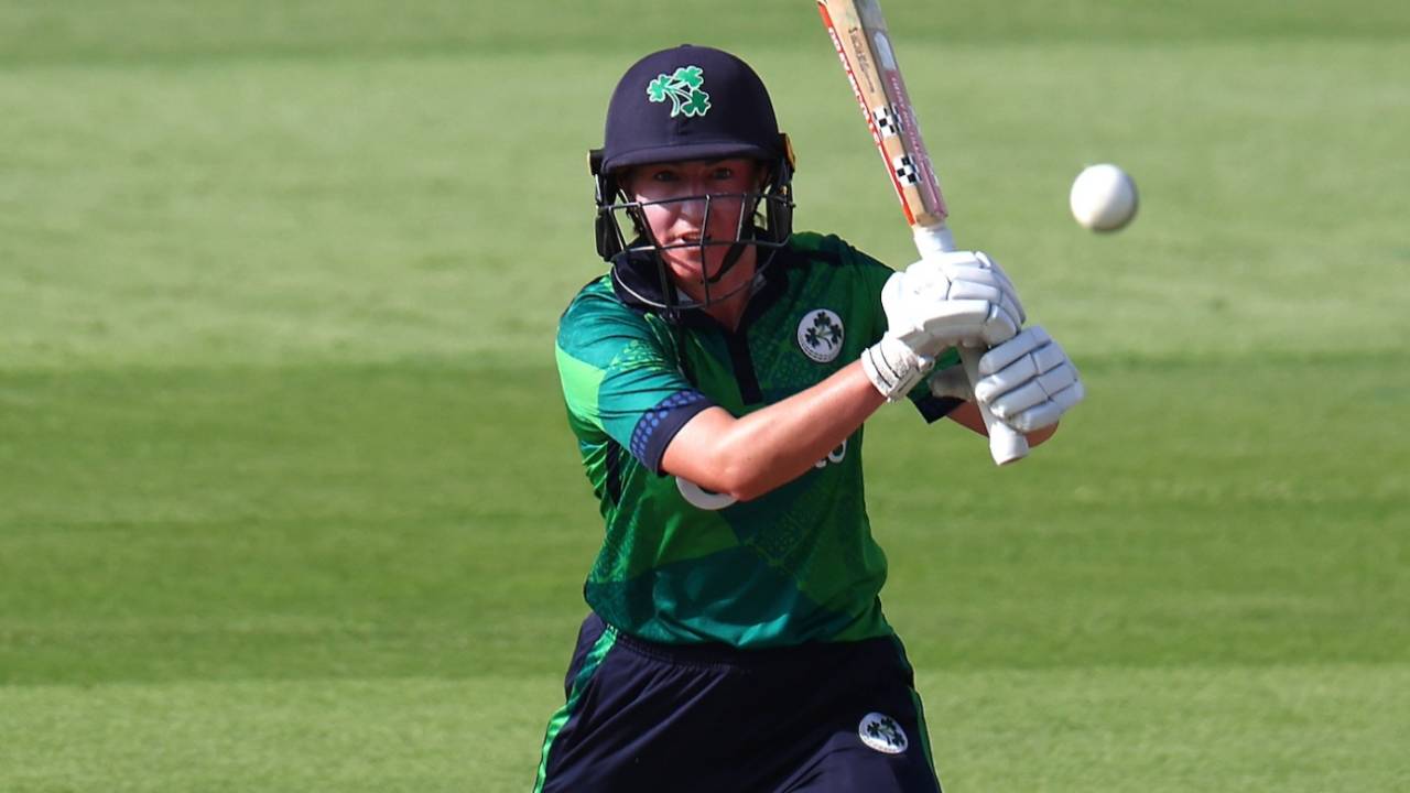Arlene Kelly plays down the ground, Ireland vs Scotland, Women's T20 World Cup qualifier semi-final, Abu Dhabi, May 5, 2024
