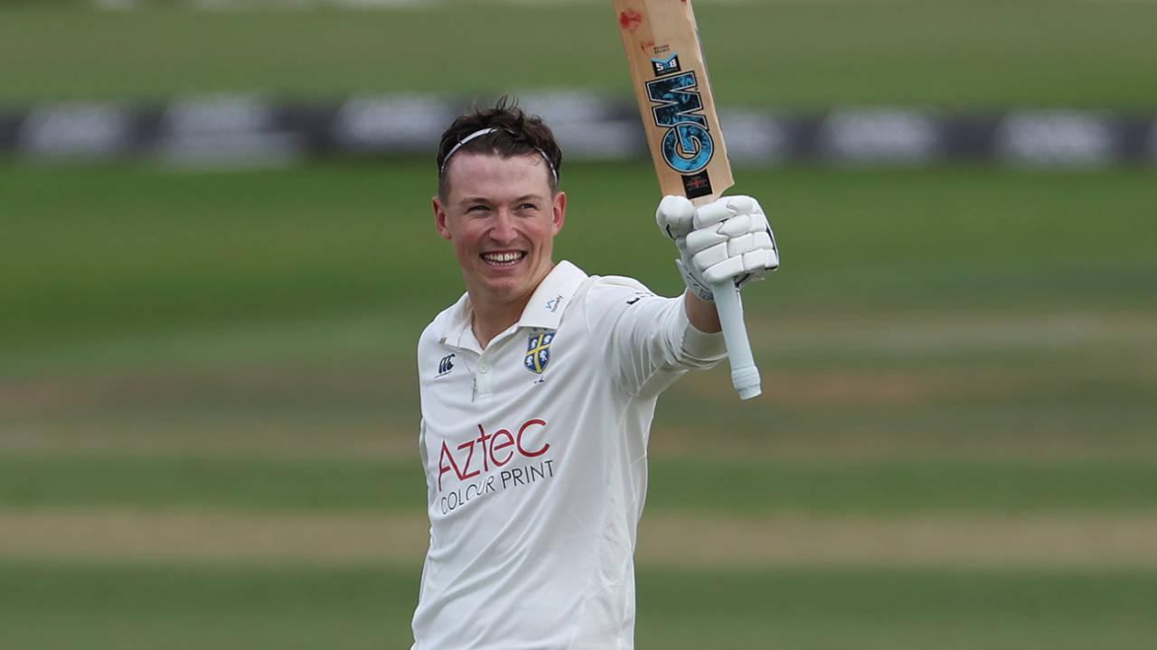 Ben McKinney celebrates his maiden first-class hundred, Durham vs Nottinghamshire, County Championship, Division One, Chester-le-Street, August 22, 2024