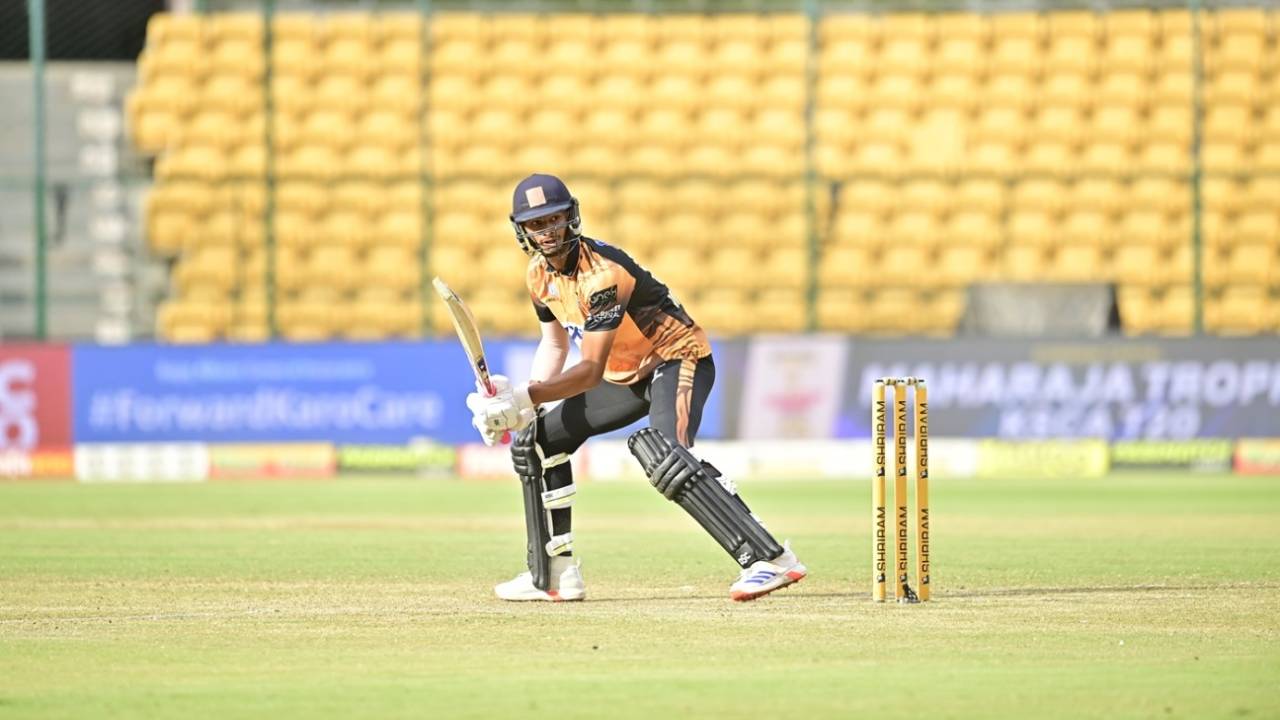 Manvanth Kumar made a match-winning contribution in a triple Super Over game, Bengaluru Blasters vs Hubli Tigers, Maharaja T20 Trophy, Bengaluru, August 23, 2024