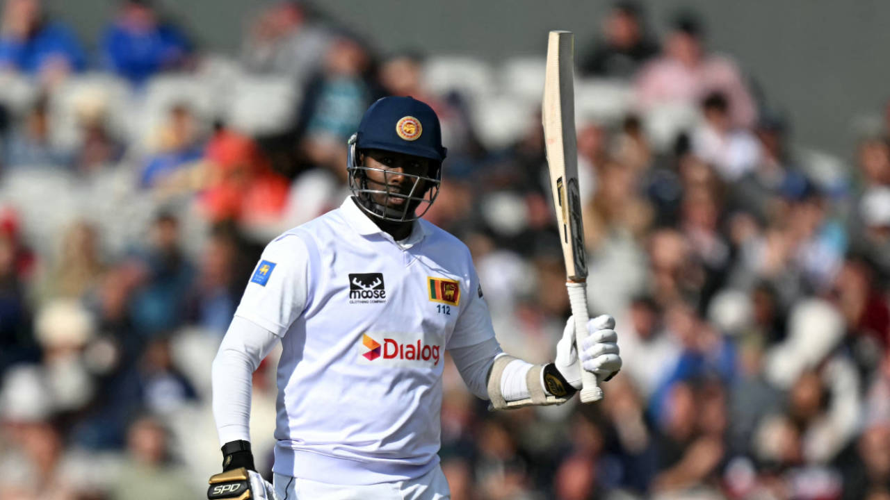 Angelo Mathews shored up Sri Lanka's innings with a battling fifty, England vs Sri Lanka, 1st Test, Emirates Old Trafford, 3rd day, August 23, 2024
