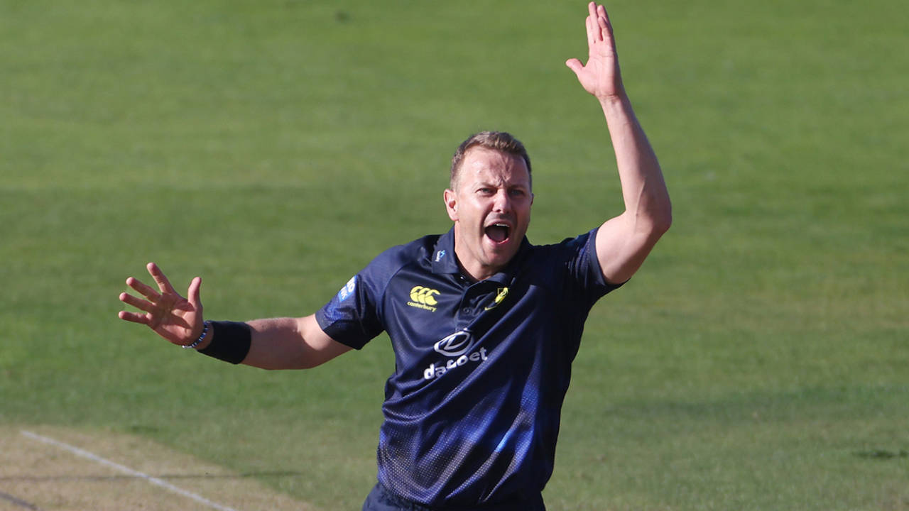 Neil Wagner appeals for a wicket, Durham vs Derbyshire, Metro Bank Cup, Chester-le-Street, August 14, 2024