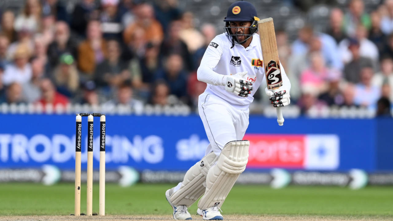 Kamindu Mendis started with positive intent on day four, England vs Sri Lanka, 1st Test, Emirates Old Trafford, 4th day, August 24, 2024