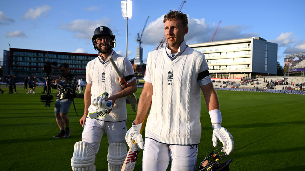 Joe Root and Chris Woakes bask in England's victory, England vs Sri Lanka, 1st Test, Emirates Old Trafford, 4th day, August 24, 2024