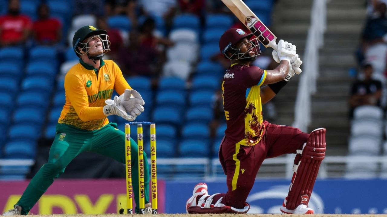 Shai Hope made an enterprising 41 off 22 balls, West Indies vs South Africa, 2nd T20I, Tarouba, August 25, 2024