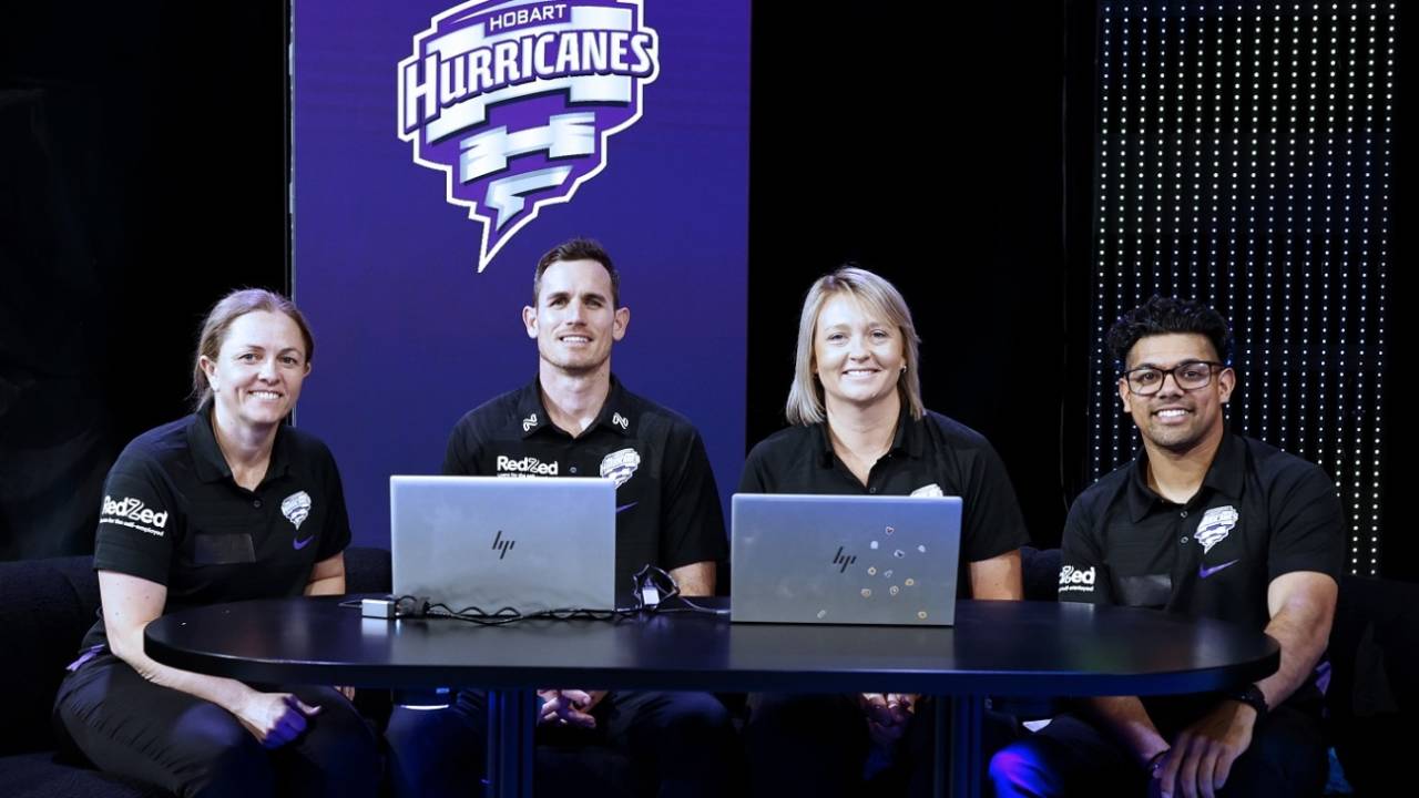 Head coach Jude Coleman, Graeme Beghin, Salliann Beams and Clive Rose at the Hurricanes table, Melbourne, September 1, 2024