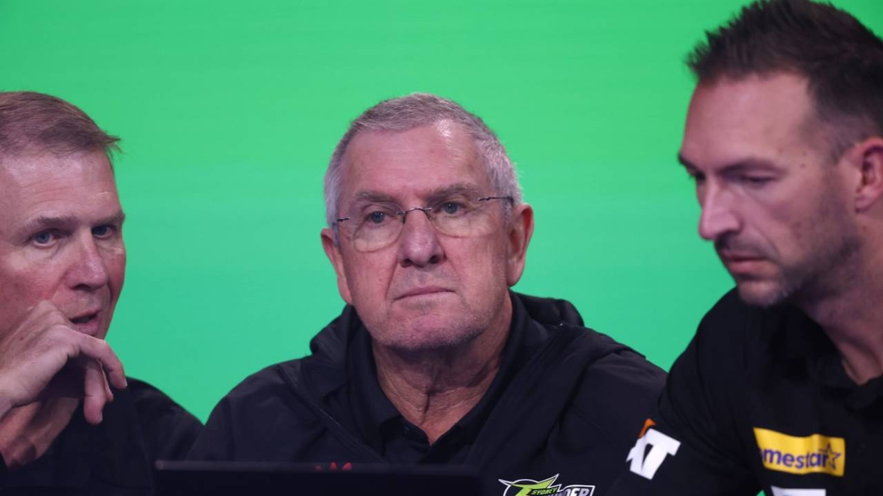 Sydney Thunder's Trevor Bayliss looks on during the draft, BBL draft. Melbourne, September 1, 2024