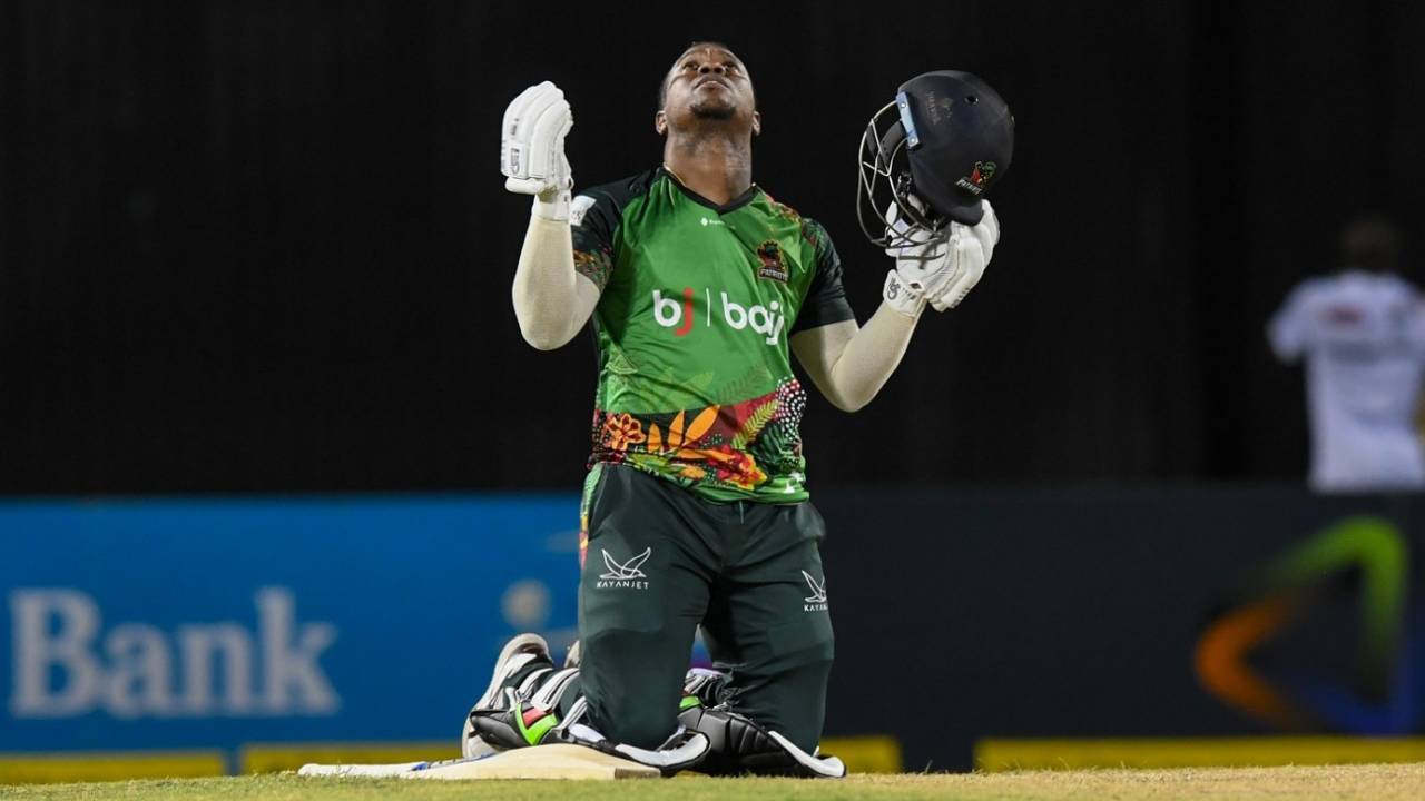 Evin Lewis scored an unbeaten 100 off 54 balls, St Kitts and Nevis Patriots vs St Lucia Kings, CPL, Basseterre, September 02, 2024