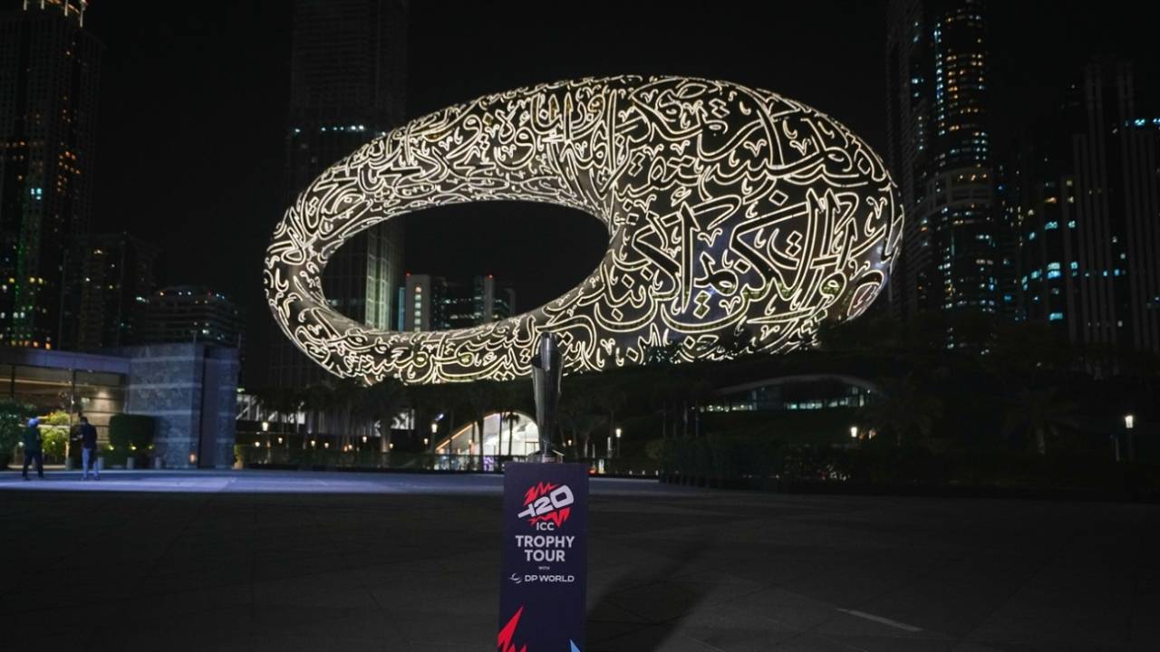 The Women's T20 World Cup on display in front of the Museum of the Future, Dubai, September 3, 2024