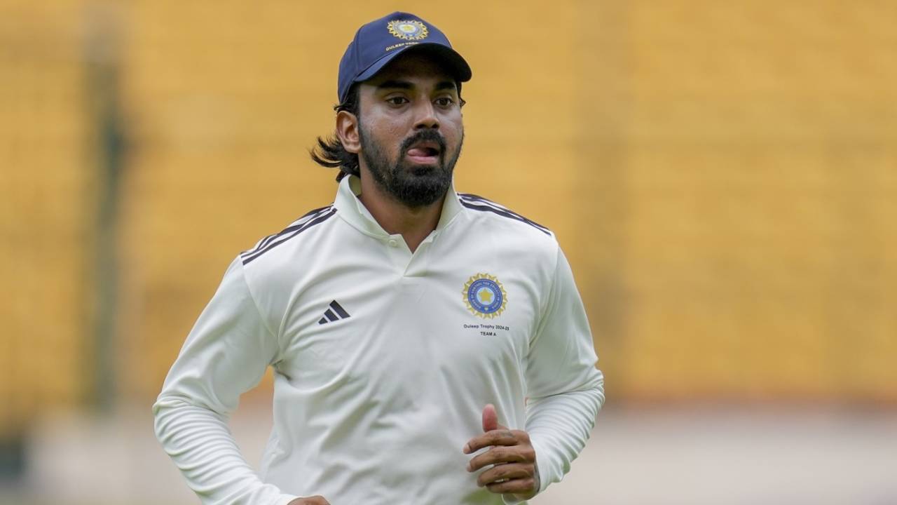 Local boy KL Rahul in action at the Chinnaswamy Stadium, India vs India B, Duleep Trophy 2024-25, Bengaluru, 1st day, September 5, 2024