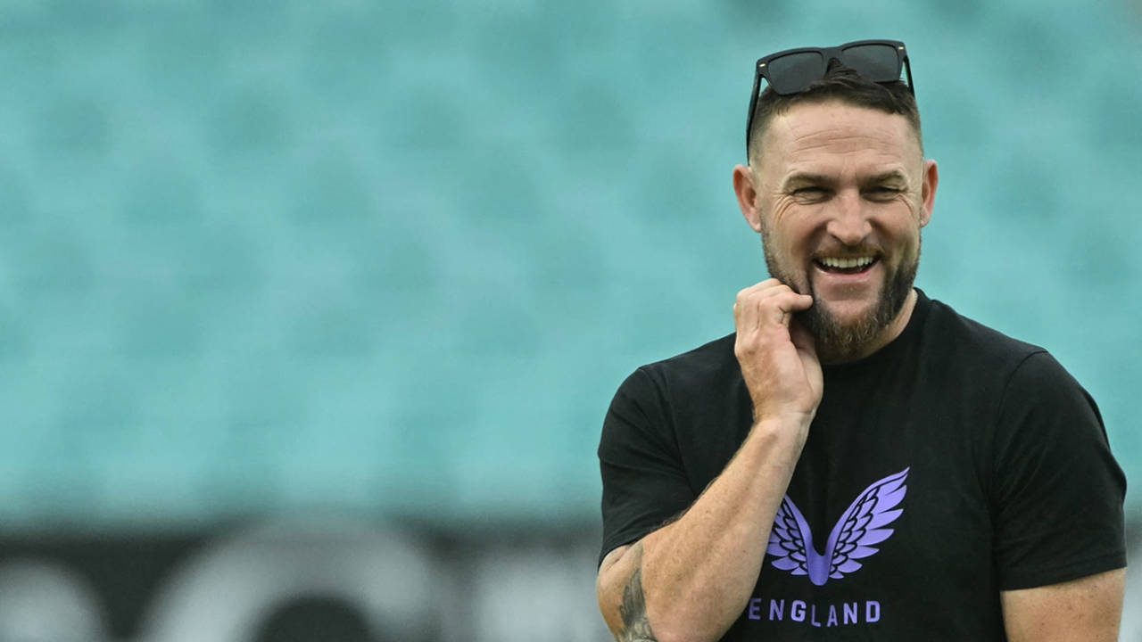 Brendon McCullum laughs before play, England vs Sri Lanka, 3rd Test, Day 1, The Oval, September 6, 2024