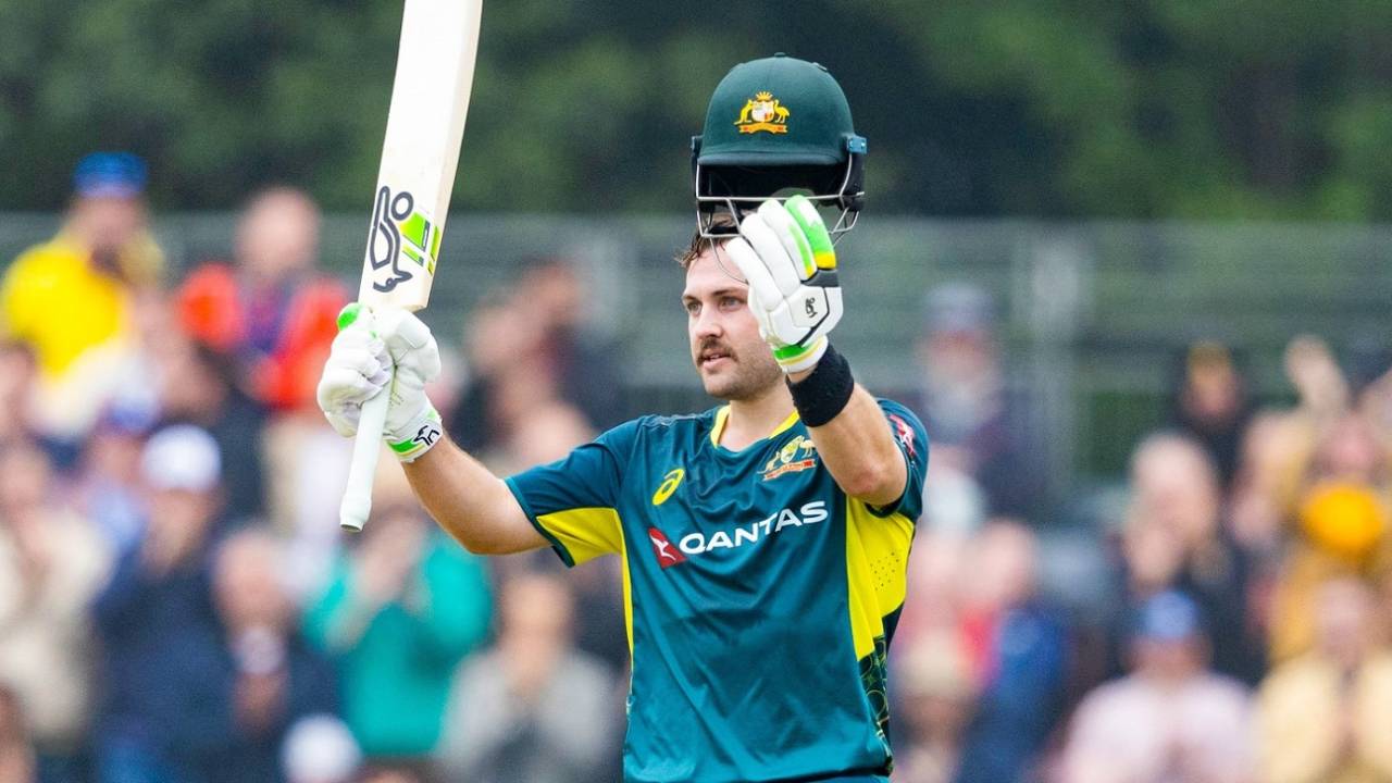 Josh Inglis celebrates his second T20I century, Scotland vs Australia, 2nd T20I, Edinburgh, September 6, 2024