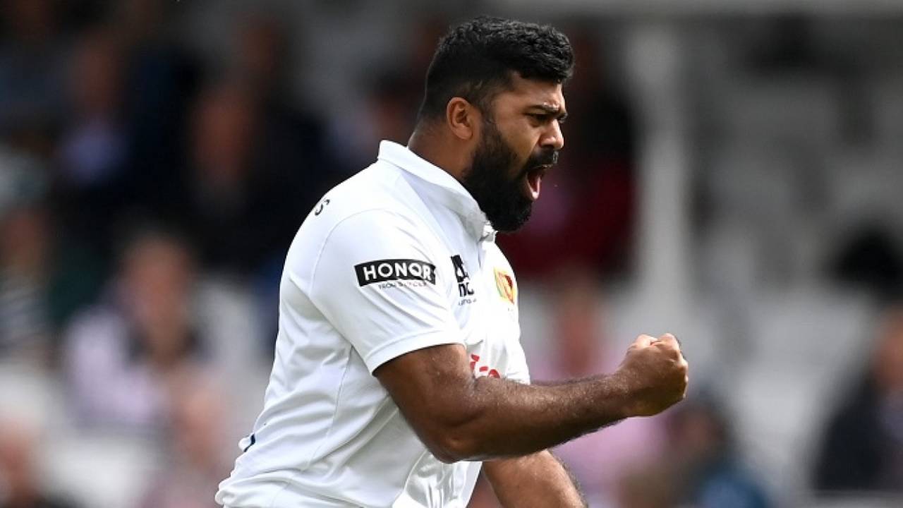 Lahiru Kumara was pumped up after getting Ollie Pope, England vs Sri Lanka, 3rd Men's Test, The Oval, 3rd day, September 8, 2024