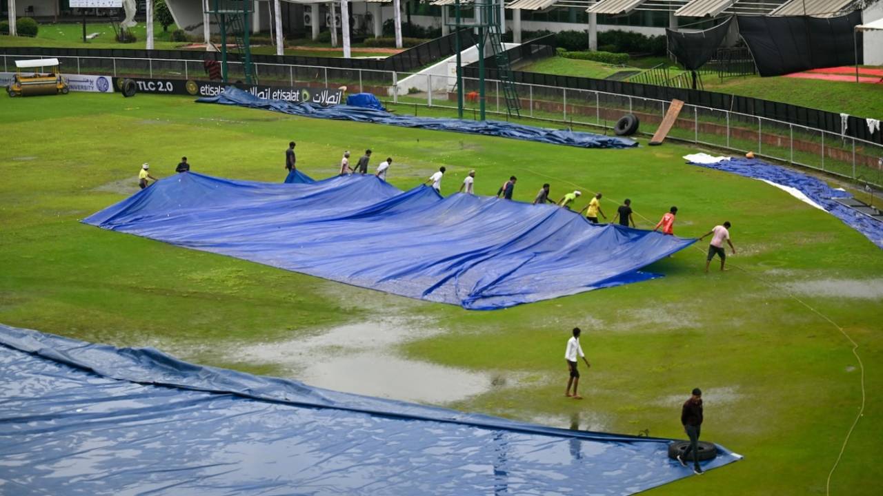 Rain kept the ground staff busy on the fifth day too, Afghanistan vs New Zealand, Only Test, 5th day, Greater Noida, September 13, 2024