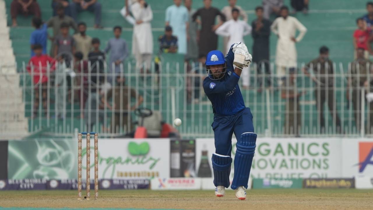 Usman Khan drives through the off side, Dolphins vs Panthers, Champions One-Day Cup, Faisalabad, September 14, 2024