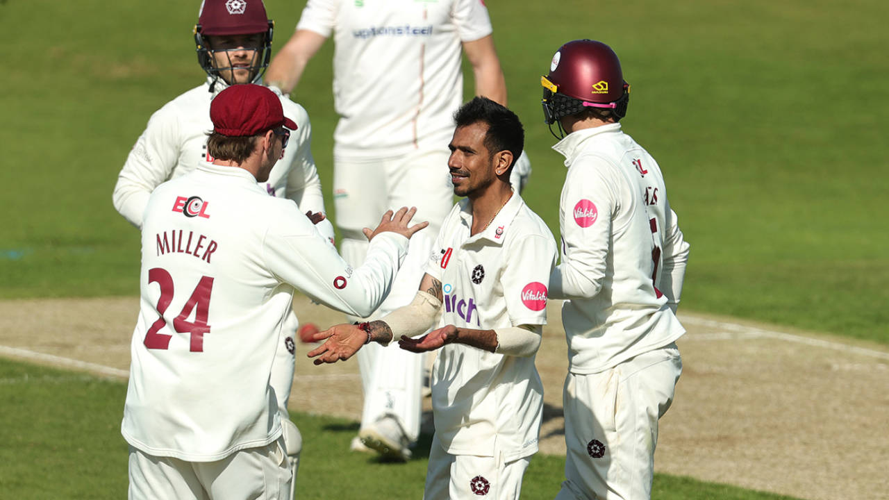 Yuzvendra Chahal claimed a four-wicket haul, Northamptonshire vs Leicestershire, County Championship, Wantage Road, September 17, 2024