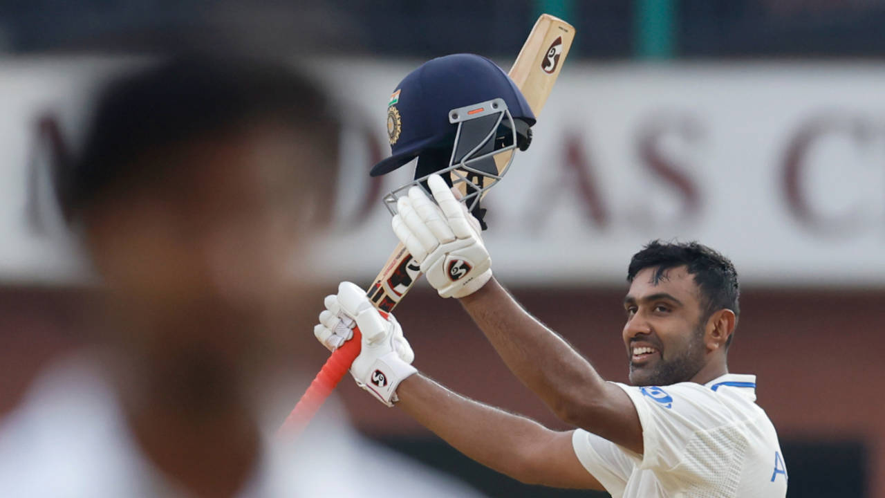 R Ashwin got to his sixth Test hundred late on the first day, India vs Bangladesh, 1st Test, Chennai, 1st day, September 19, 2024