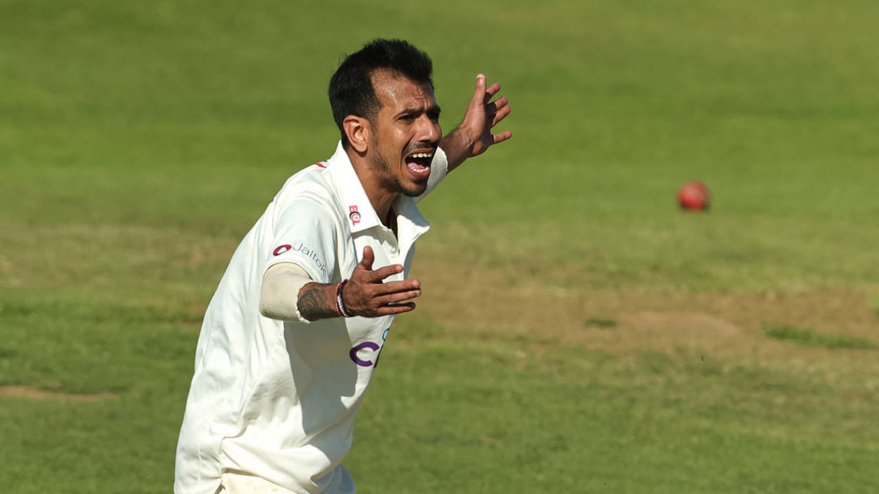 Yuzvendra Chahal appeals during his nine-wicket match haul, Northamptonshire vs Leicestershire, County Championship, Wantage Road, September 17, 2024