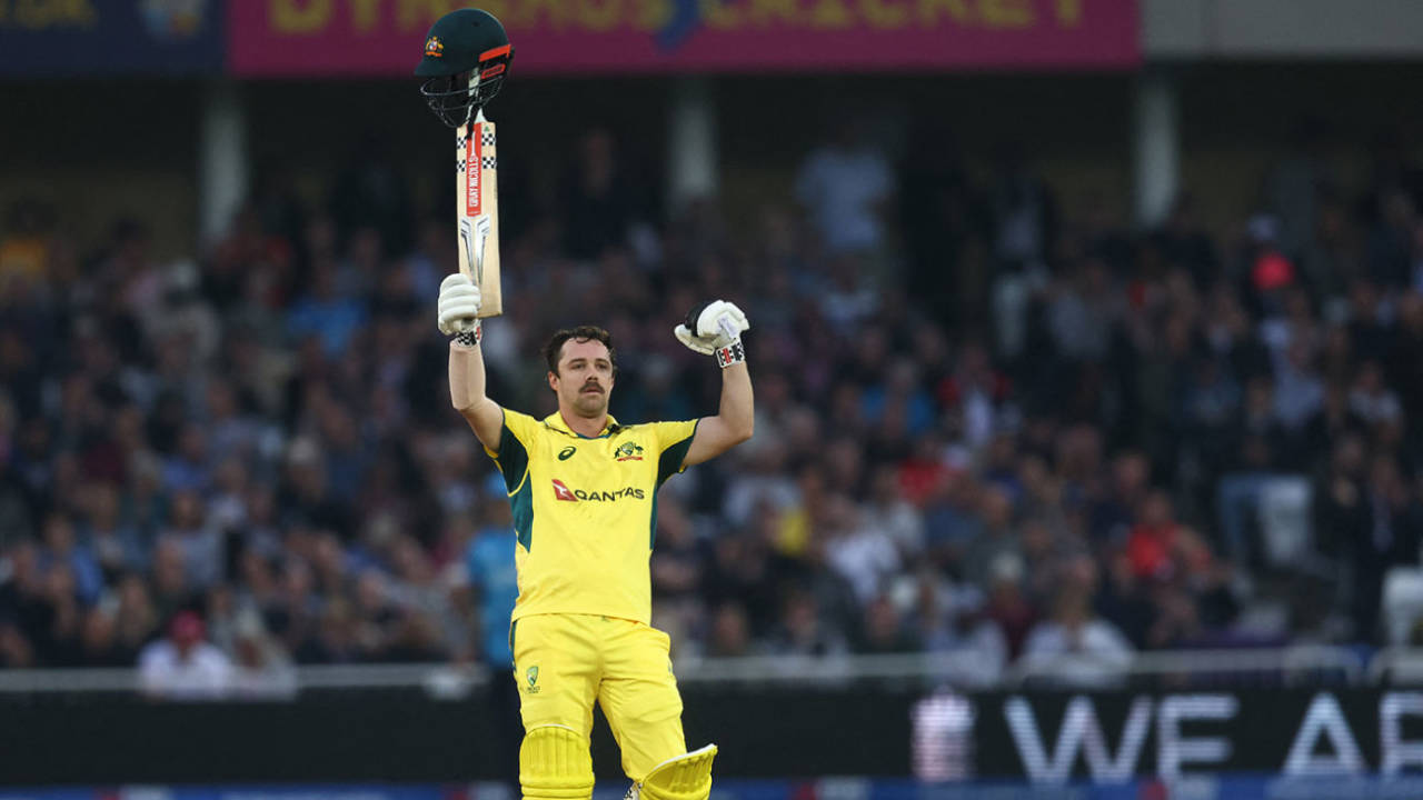 Travis Head celebrates his century, England vs Australia, 1st ODI, Trent Bridge, September 19, 2024