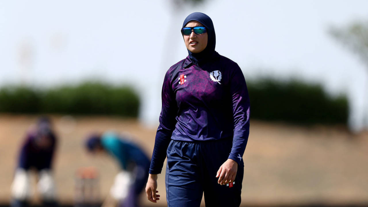 Abtaha Maqsood looks on from the field, ICC Women's T20 World Cup Qualifier, Thailand vs Scotland, Abu Dhabi, May 03, 2024