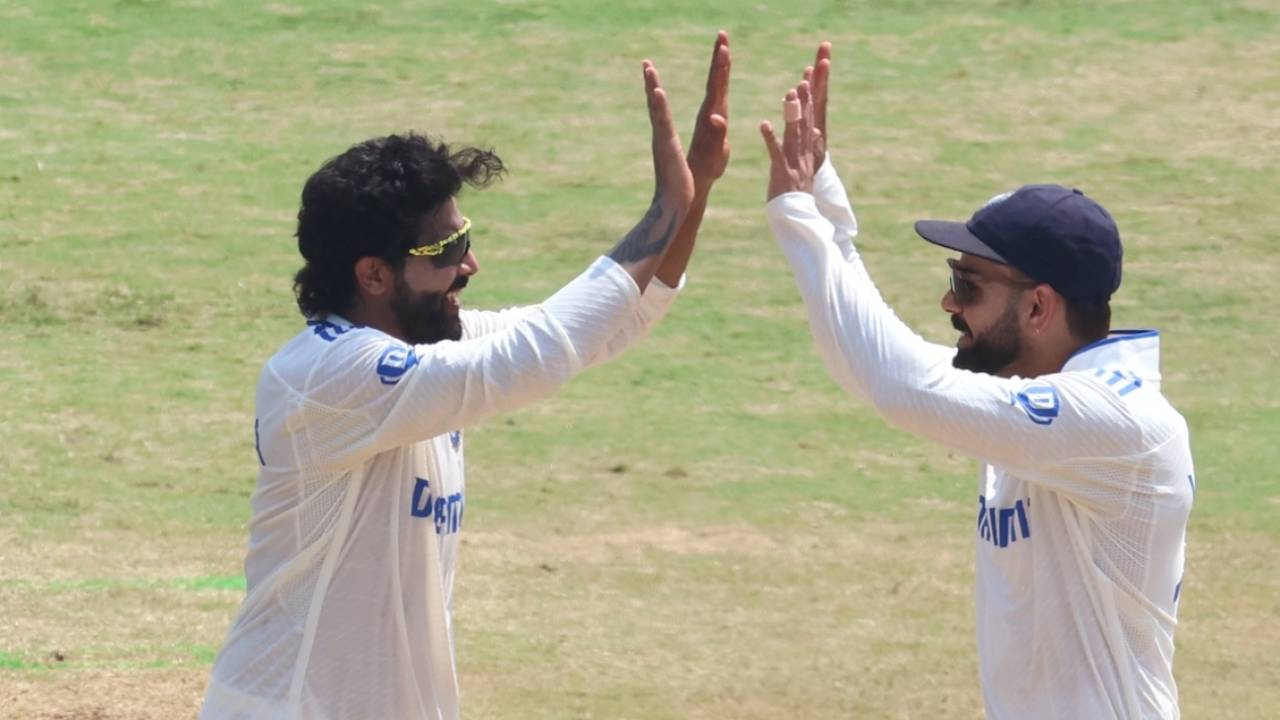 Ravindra Jadeja broke the fifty partnership with the wicket of Litton Das, India vs Bangladesh, 1st Test, day two, Chennai, September 20, 2024