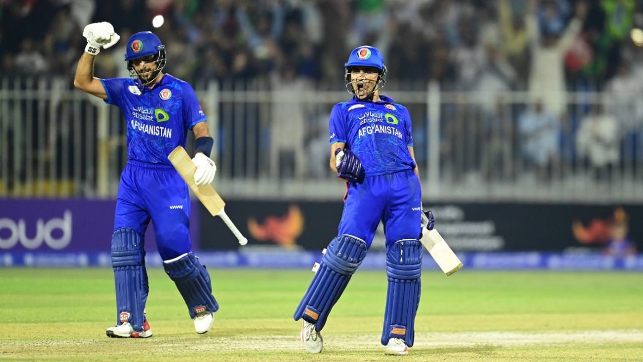 Rahmanullah Gurbaz celebrates his seventh ODI ton, Afghanistan vs South Africa, 2nd ODI, Sharjah, September 20, 2024