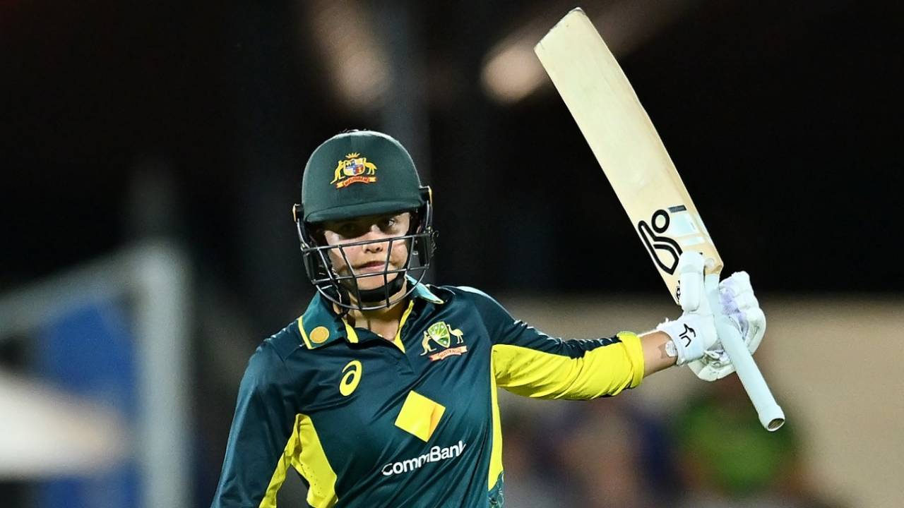 Phoebe Litchfield celebrates her half-century, Australia vs New Zealand, 1st women's T20I, Mackay, September 19, 2024
