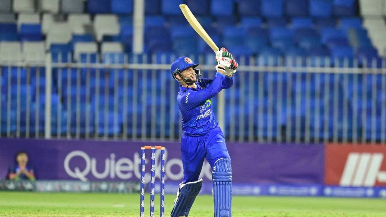 Azmatullah Omarzai clubs a six over midwicket, Afghanistan vs South Africa, 2nd ODI, Sharjah, September 20, 2024