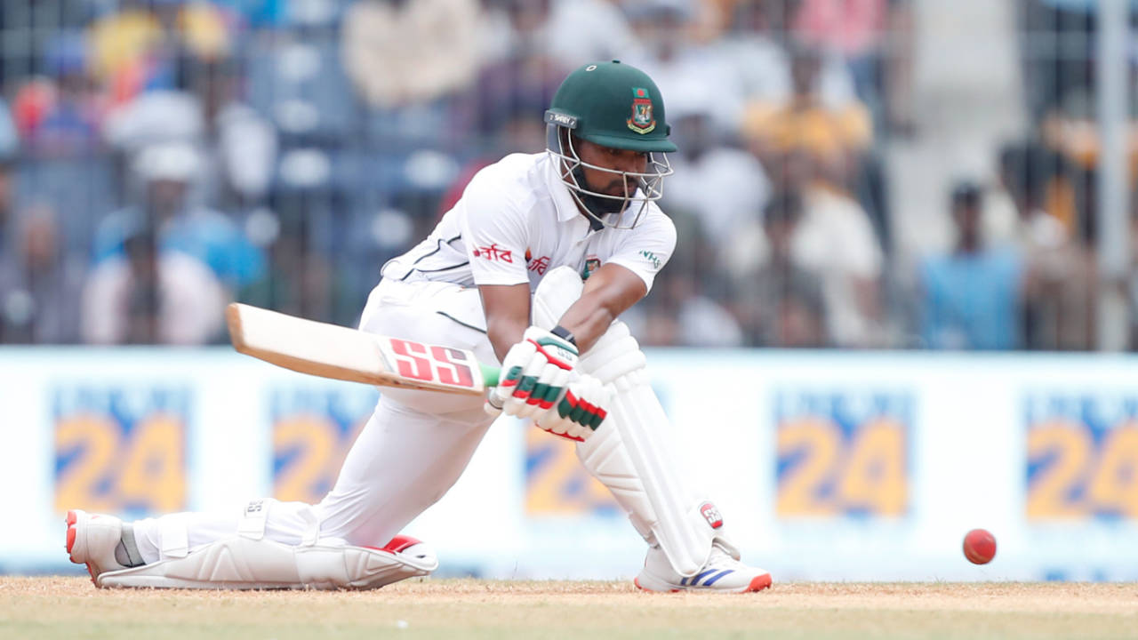 Najmul Hossain Shanto got to a fifty off 55 balls, India vs Bangladesh, 1st Test, 3rd day, Chennai, September 21, 2024