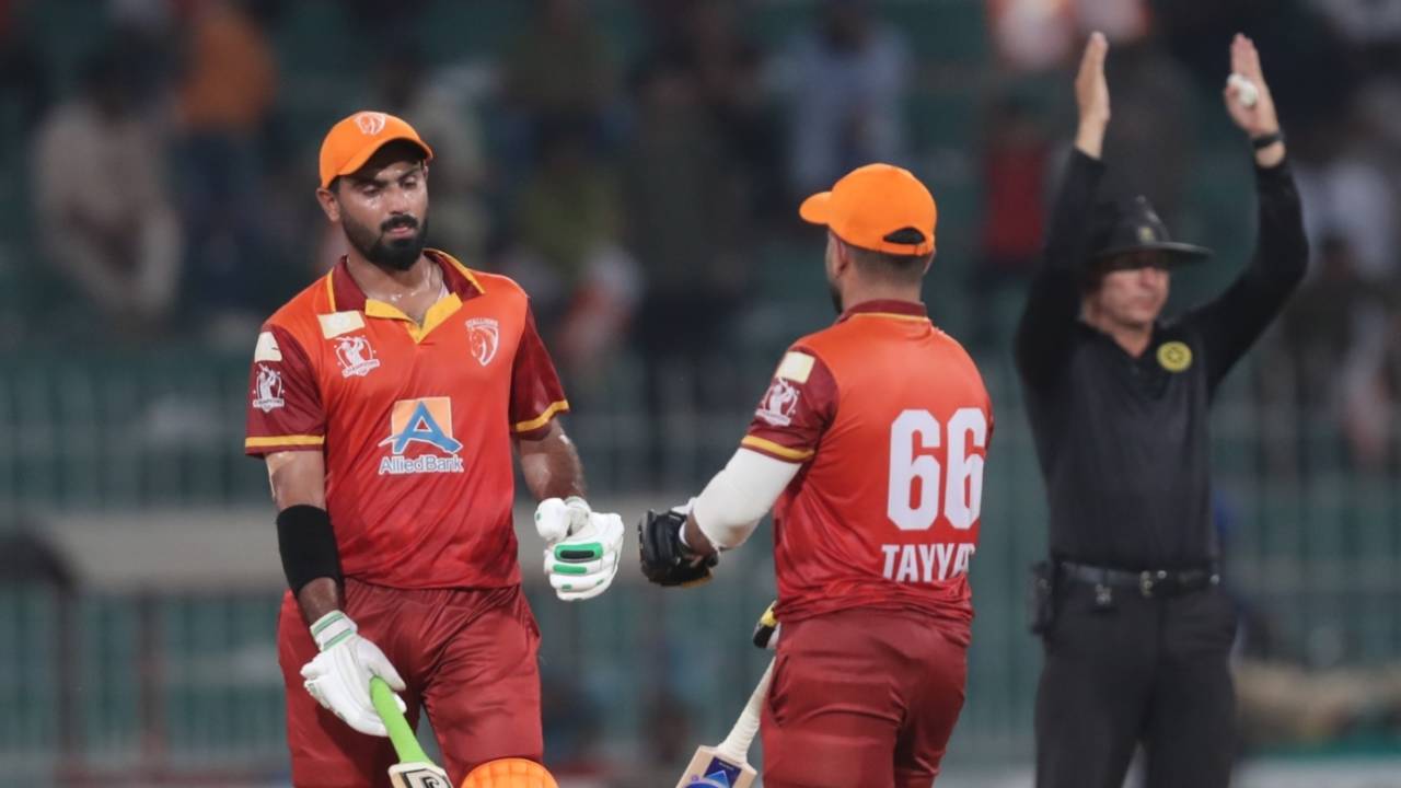 Hussain Talat and Tayyab Tahir added 157 for the fourth wicket, Panthers vs Stallions, Faisalabad, Champions One-Day Cup, September 21, 2024