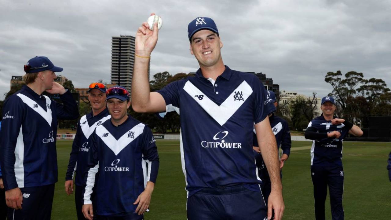 Sam Elliott claimed record List A figures for Victoria of 7 for 12, Victoria vs Tasmania, One-Day Cup, Melbourne, September 23, 2024
