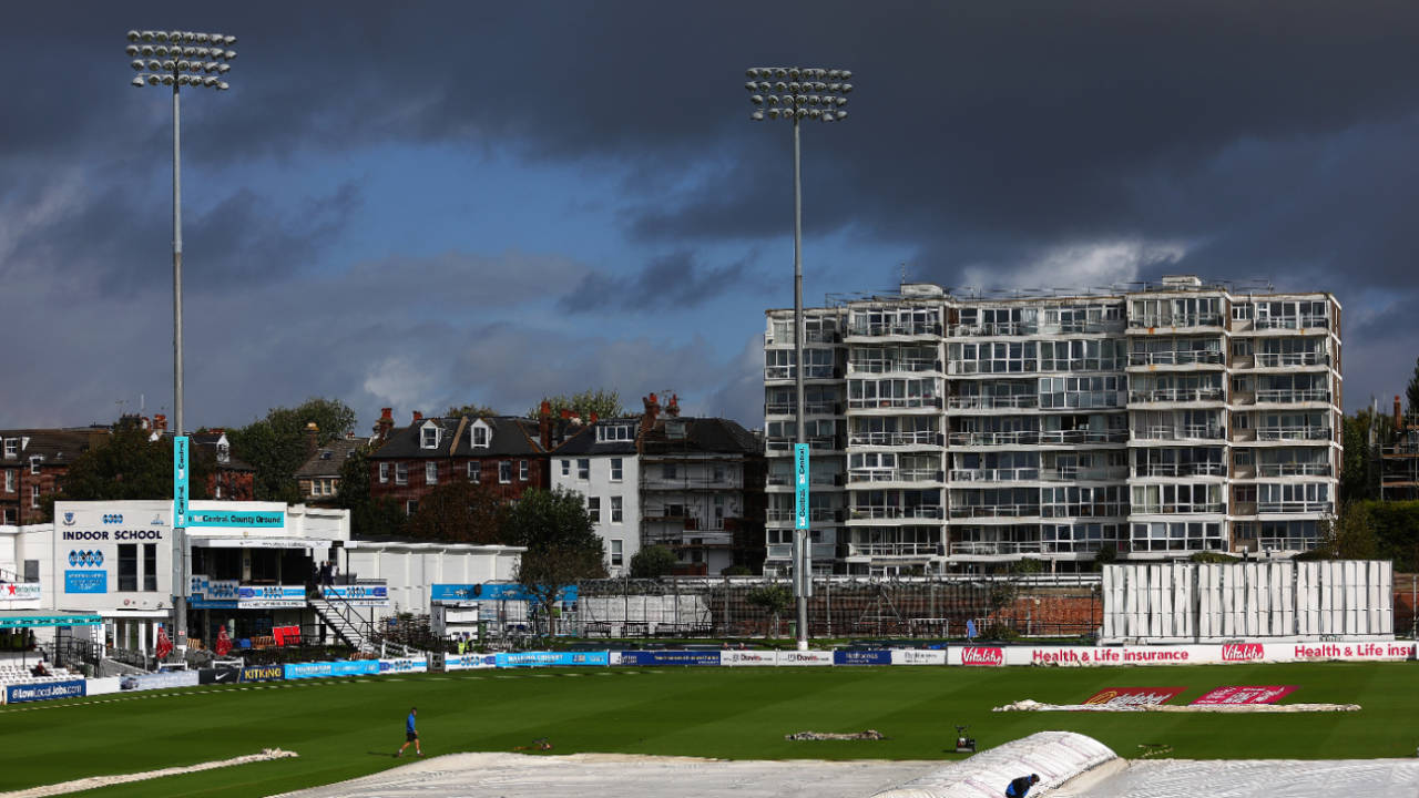 A bleak scene at Hove on the opening day of their Championship clash with Middlesex, Sussex vs Middlesex, County Championship, Hove, September 26, 2024