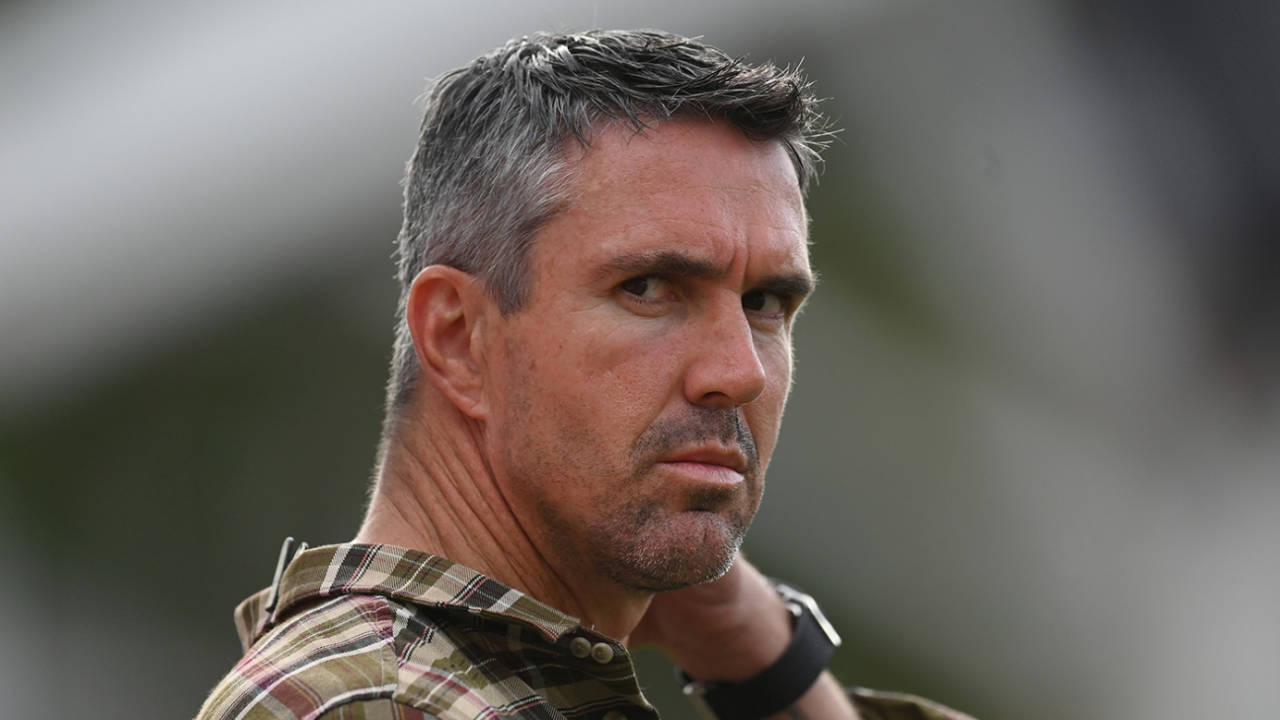 Kevin PIetersen looks on before a commentary stint, Oval Invincibles vs London Spirit, Men's Hundred, The Oval, August 15, 2023