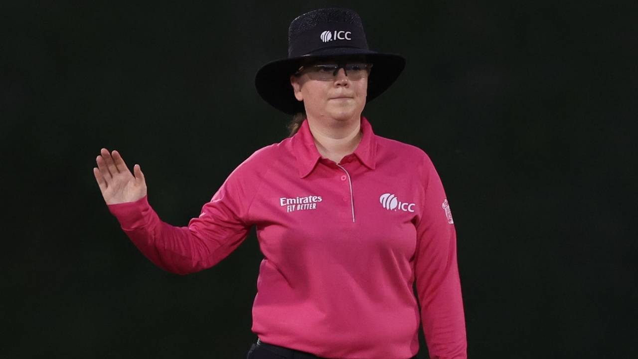 Eloise Sheridan is part of the all-female panel of officials, India vs South Africa, Women's T20 World Cup, Warm-up, Dubai, October 1, 2024